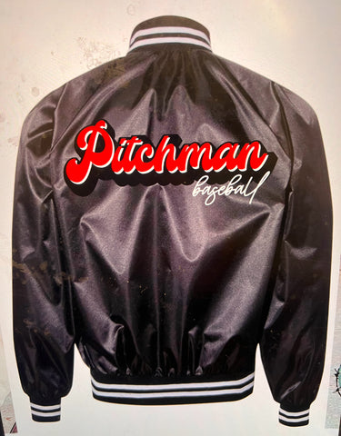 Pitchman Satin Baseball Bomber Jacket