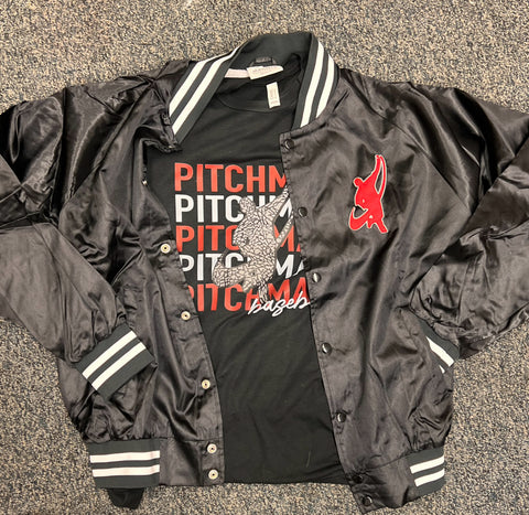 Pitchman Satin Baseball Bomber Jacket